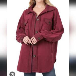 Zenana Outfitters Maroon Utility Jacket Shacket